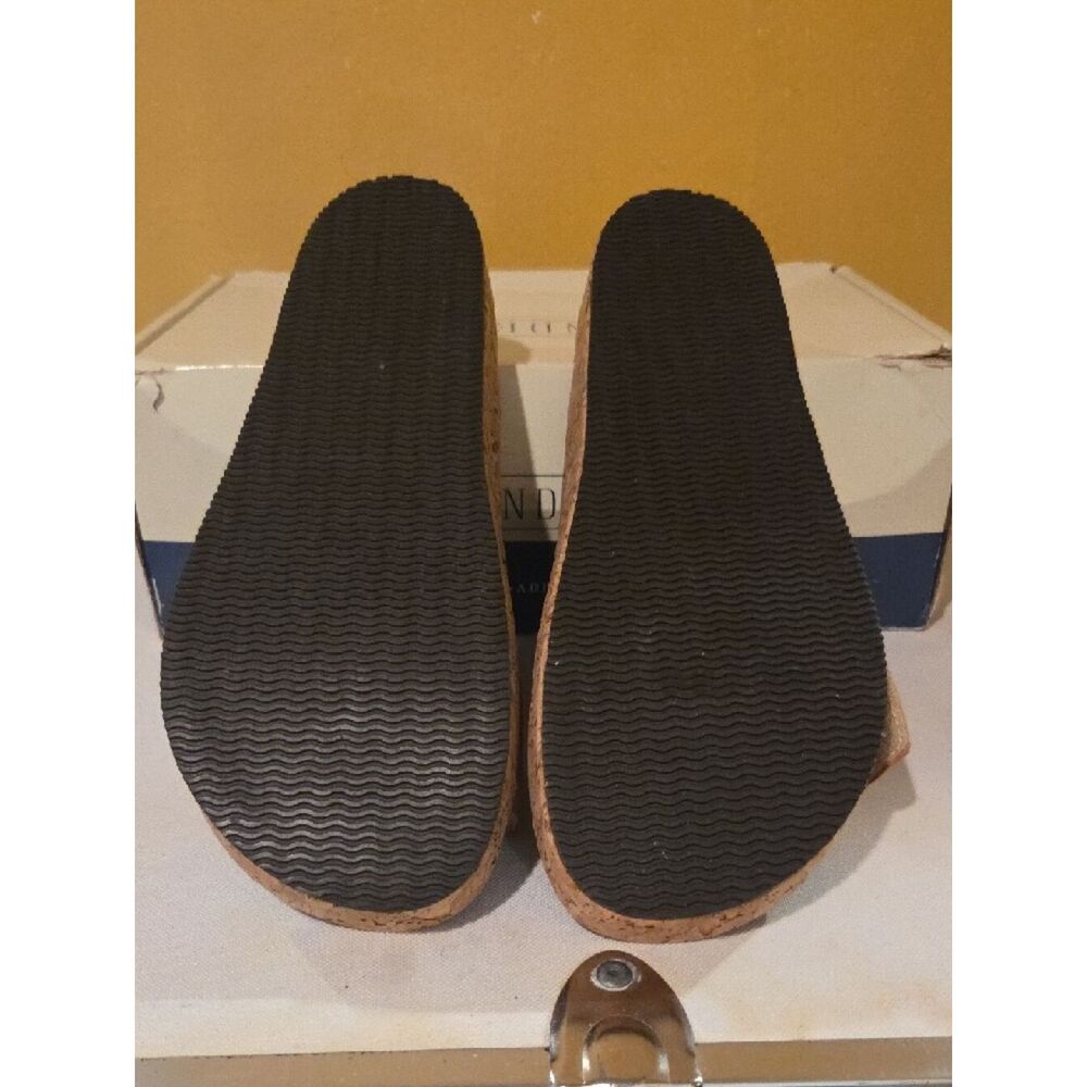 Tan Suede Conga Cork Slide Sandals - Picture 6 of 12